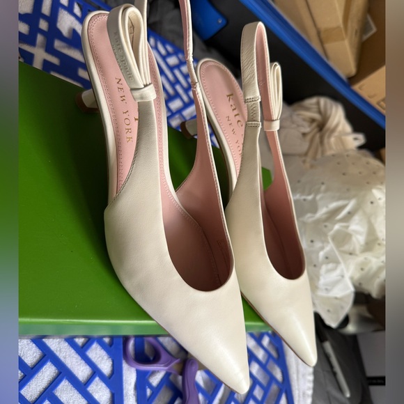 Kate Spade New York Riley Cream Slingback Heels - Picture 8 of 11